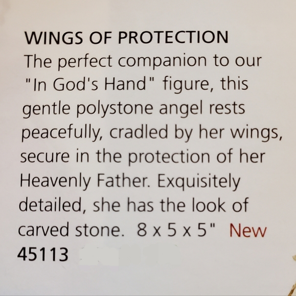 Home Interiors Wings of Protection Angel carved look New 8" x 5" - Picture 10 of 11